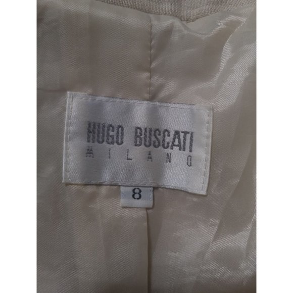Hugo Buscati Milano 8 Tan Linen Lined Classic Vintage Casual Business Jacket - Picture 4 of 6